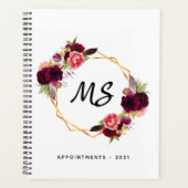 Geometrisch wit monogram van de bruine bloem planner (Voorkant)