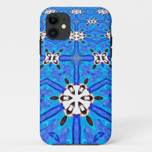 geometrisch wit op het blauwe hoesje van de