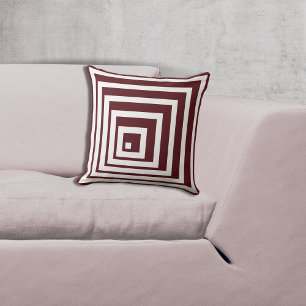 Geometrisch wit & rood hoekpatroon kussen