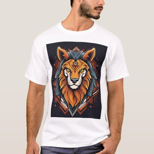 Geometrisch Wolfportret T-shirt (Voorkant)