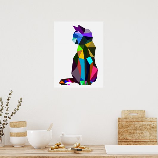 Geometrisch WPAP-katteontwerp | Printplaten | Wall Poster (Keuken)