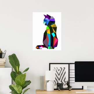 Geometrisch WPAP-katteontwerp | Printplaten | Wall Poster
