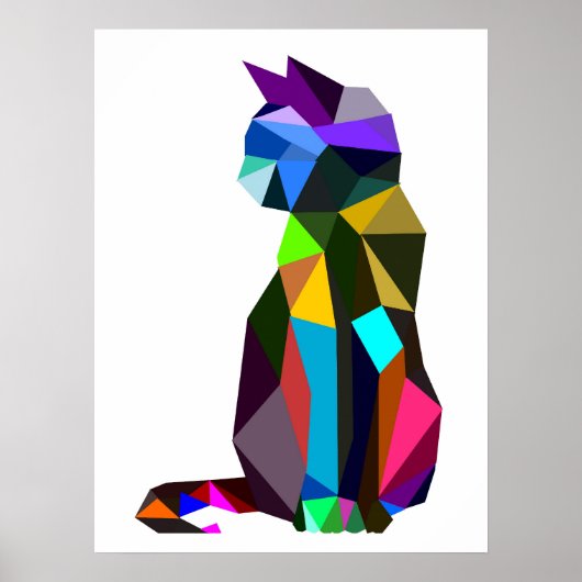 Geometrisch WPAP-katteontwerp | Printplaten | Wall Poster (Voorkant)