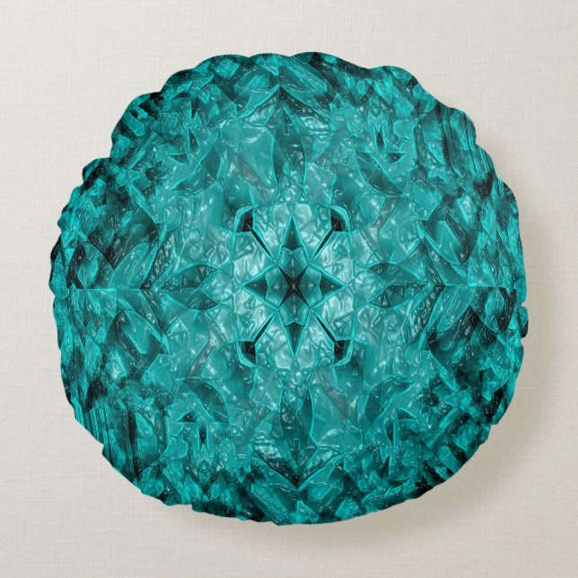 Geometrisch Zee..... Rond Kussen (Voorkant)