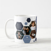 Geometrisch zeshoek | Modern 4 Foto Vaderdag Koffiemok (Links)