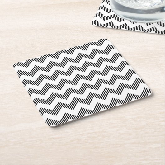 Geometrisch zigzagpatroon 2 kartonnen onderzetters (Schuin)