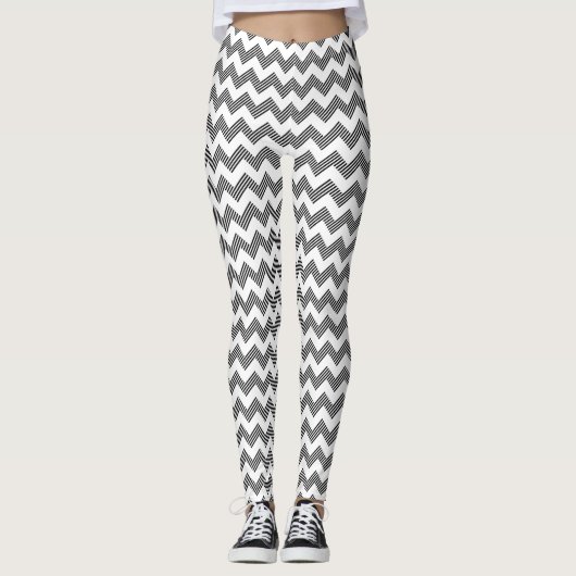 Geometrisch zigzagpatroon leggings (Voorkant)