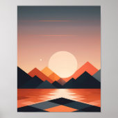 geometrisch zonsonderganglandschap poster (Voorkant)