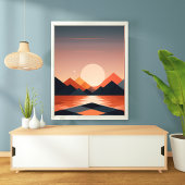 geometrisch zonsonderganglandschap poster