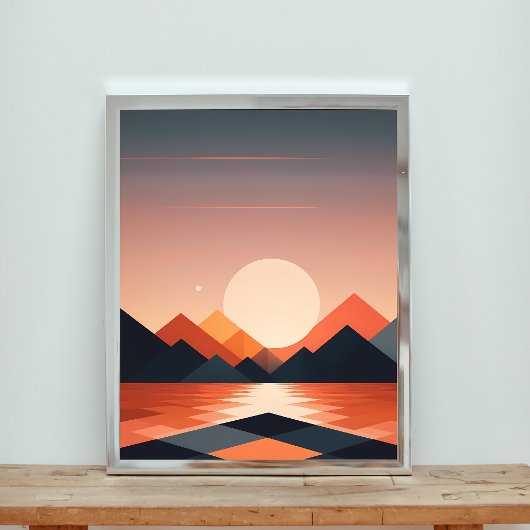 geometrisch zonsonderganglandschap poster