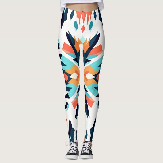 Geometrisch Zuidwest Ikat ontwerp Leggings (Voorkant)