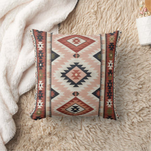 Geometrisch Zuidwesters Stam Kilim in Terracotta Kussen