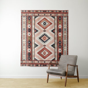 Geometrisch Zuidwesters Stam Kilim in Terracotta Wandkleed