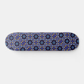 Geometrisch Zwart Blauw Gouden Kruis Persoonlijk Skateboard (Horizontaal)