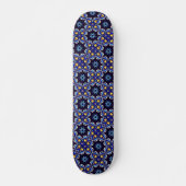 Geometrisch Zwart Blauw Gouden Kruis Persoonlijk Skateboard (Voorkant)