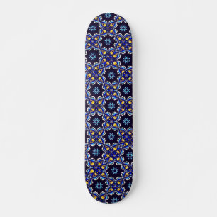 Geometrisch Zwart Blauw Gouden Kruis Persoonlijk Skateboard