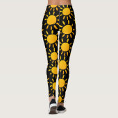 Geometrisch zwart en geel zomer zon patroon leggings (Achterkant)