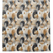 Geometrisch zwart en goud bloemblaadjes douchegordijn (Voorkant)