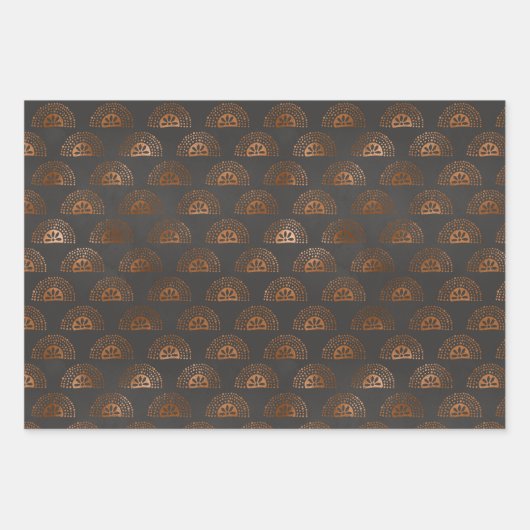 Geometrisch zwart en koper inpakpapier vel (Voorkant 2)