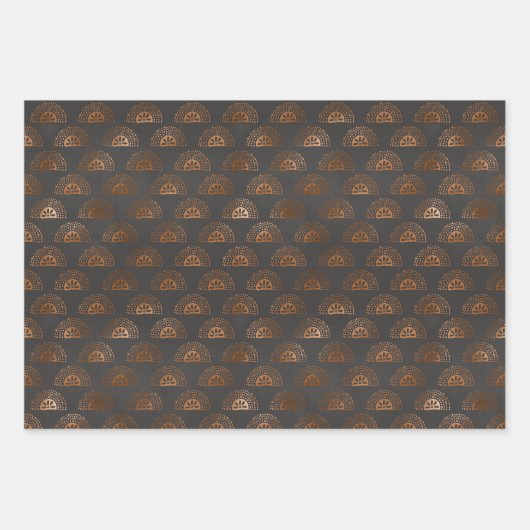 Geometrisch zwart en koper inpakpapier vel (Voorkant)