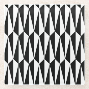 Geometrisch, zwart en wit middencentraalvormig glazen onderzetter
