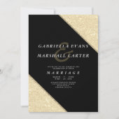 Geometrisch zwart goud ampersand glitter bruiloft kaart (Voorkant)