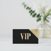 Geometrisch zwart goud glam VIP kaart club lid Visitekaartje (Staand voorkant)