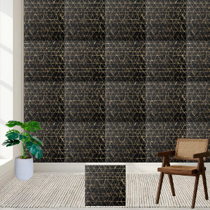 Geometrisch zwart goud glitter unieke moderne luxe tegeltje