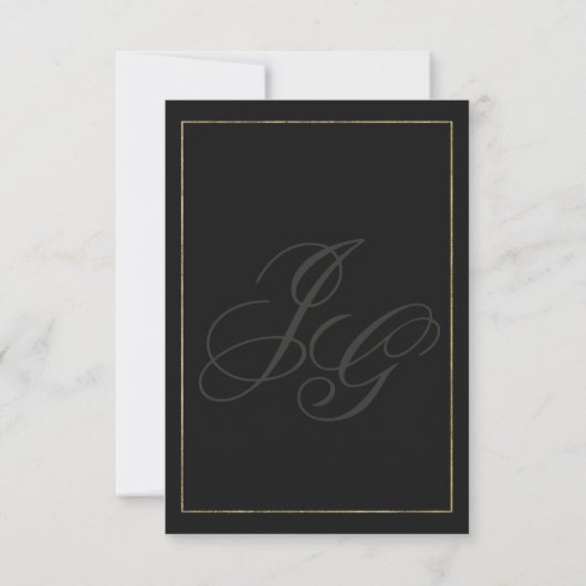 Geometrisch zwart goud monogram Save The Date (Achterkant)