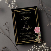 Geometrisch zwart goud roze mint bloem bruiloft kaart