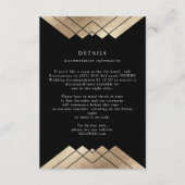 Geometrisch  Zwart Gouden Folie Bruiloft Details Informatiekaartje (Voorkant)