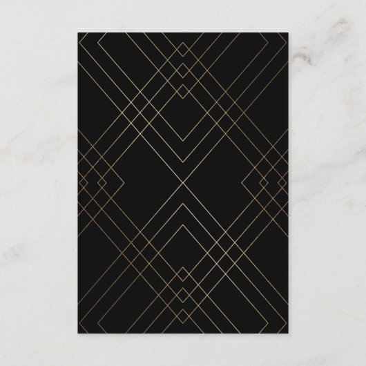 Geometrisch Zwart Gouden Folie Bruiloft Details Informatiekaartje (Achterkant)