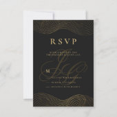 Geometrisch zwart gouden monogram initialen RSVP Kaart (Voorkant)