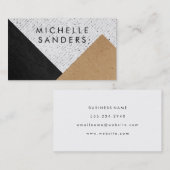 Geometrisch zwart leder van kunstleder, gesneden p visitekaartje (Voorkant / Achterkant)