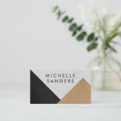 Geometrisch zwart leder van kunstleder, gesneden p visitekaartje (Staand voorkant)