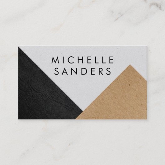 Geometrisch zwart leder van kunstleder, gesneden p visitekaartje (Voorkant)