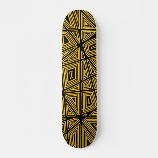 Geometrisch - Zwart op Amber Skateboard (Voorkant)