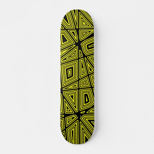 Geometrisch - Zwart op Geel Skateboard (Voorkant)