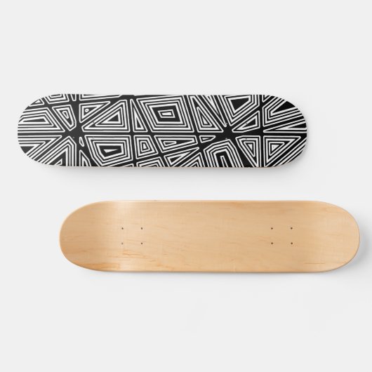 Geometrisch - Zwart op Wit Persoonlijk Skateboard (Horizontaal)