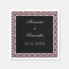 Geometrisch zwart-roze patroon servet