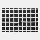 Geometrisch zwart vierkant patroon geometrisch theedoek (Horizontaal)