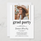 Geometrisch zwart wit foto afstudeerfeest kaart (Voorkant)