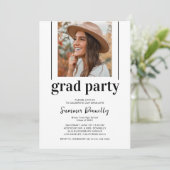 Geometrisch zwart wit foto afstudeerfeest kaart (Staand voorkant)