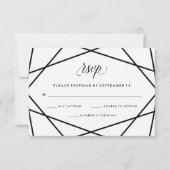 Geometrisch Zwart-wit Huwelijk RSVP (Voorkant)