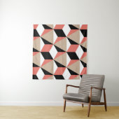 Geometrisch zwart wit koraal patroon. wandkleed (In Situ (horizontaal))