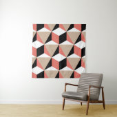 Geometrisch zwart wit koraal patroon. wandkleed (In situ)