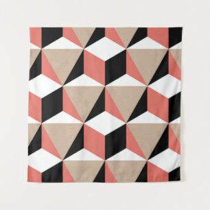 Geometrisch zwart wit koraal patroon. wandkleed