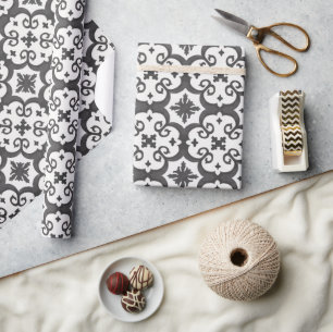 Geometrisch zwart wit Marokkaanse mediterrane stij Cadeaupapier