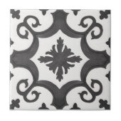 Geometrisch zwart wit Marokkaanse mediterrane stij Tegeltje (Voorkant)