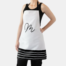 Geometrisch zwart-wit monogram schort